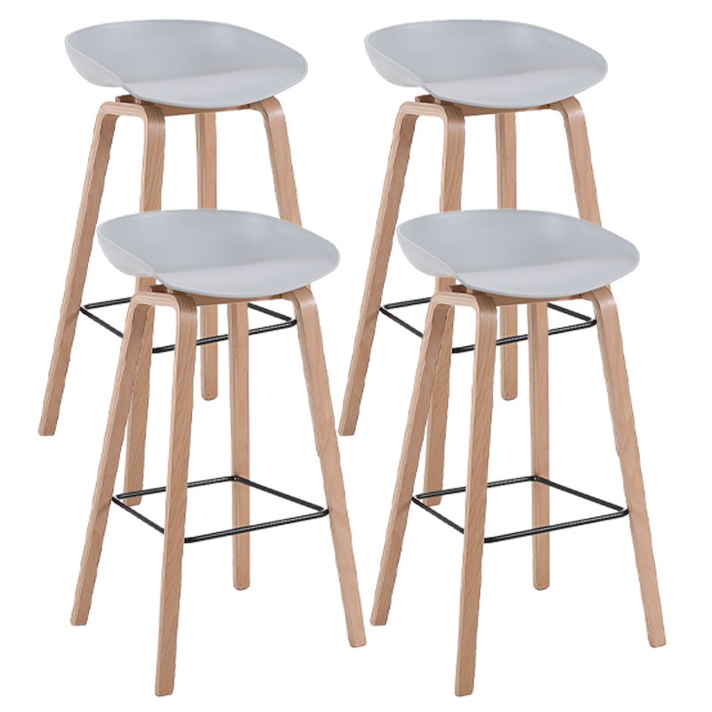 Scandinavia Style Bar-stool Wooden Legs PP Bucket Seat Barstool for Bar Kitchen Light Gray 4 Piece Set Bar Stool(30"H) Clearhalo 'Bar Furniture' 'Bar Stools' 'bar_stools' 'furn' 'furn_bar_stools' 'furniture_bar_stools' 'Kitchen & Dining Furniture' 'kitchen&dining_furn' 'kitchen' 'kitchen_furn' Furniture' 4471857