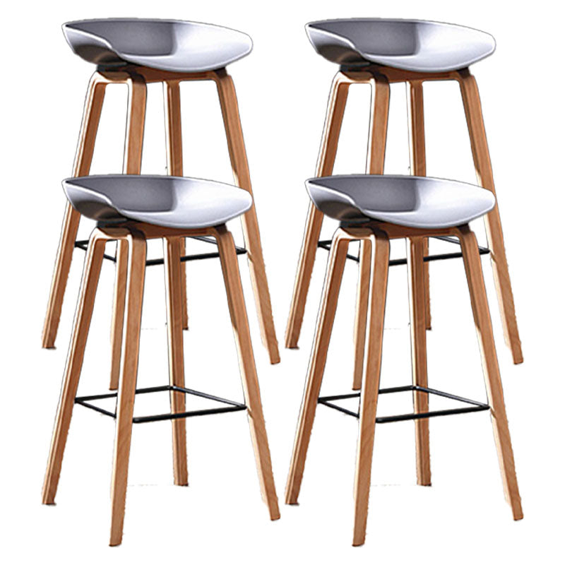 Scandinavia Style Bar-stool Wooden Legs PP Bucket Seat Barstool for Bar Kitchen Dark Gray 4 Piece Set Clearhalo 'Bar Furniture' 'Bar Stools' 'bar_stools' 'furn' 'furn_bar_stools' 'furniture_bar_stools' 'Kitchen & Dining Furniture' 'kitchen&dining_furn' 'kitchen' 'kitchen_furn' Furniture' 4471859