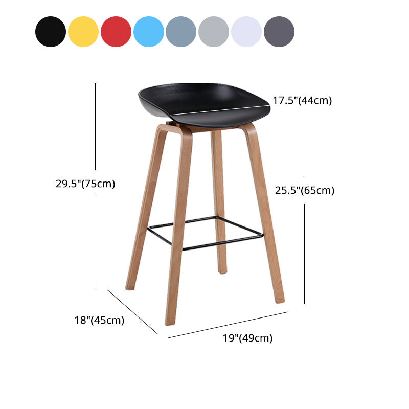 Scandinavia Style Bar-stool Wooden Legs PP Bucket Seat Barstool for Bar Kitchen Clearhalo 'Bar Furniture' 'Bar Stools' 'bar_stools' 'furn' 'furn_bar_stools' 'furniture_bar_stools' 'Kitchen & Dining Furniture' 'kitchen&dining_furn' 'kitchen' 'kitchen_furn' Furniture' 4471860