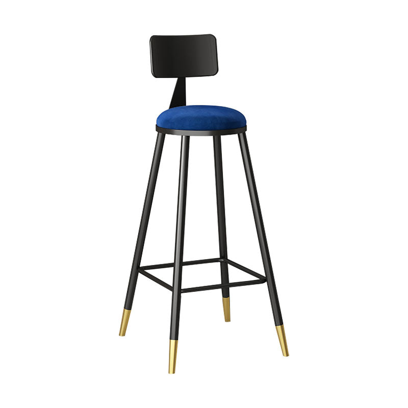 Industrial Style Bar Stool Round Seat Iron Legs Barstool for Kitchen Bar Blue 1 Piece Clearhalo 'Bar Furniture' 'Bar Stools' 'bar_stools' 'furn' 'furn_bar_stools' 'furniture_bar_stools' 'Kitchen & Dining Furniture' 'kitchen&dining_furn' 'kitchen' 'kitchen_furn' Furniture' 4471903