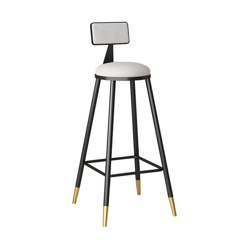 Industrial Style Bar Stool Round Seat Iron Legs Barstool for Kitchen Bar Gloss White 1 Piece Clearhalo 'Bar Furniture' 'Bar Stools' 'bar_stools' 'furn' 'furn_bar_stools' 'furniture_bar_stools' 'Kitchen & Dining Furniture' 'kitchen&dining_furn' 'kitchen' 'kitchen_furn' Furniture' 4471908