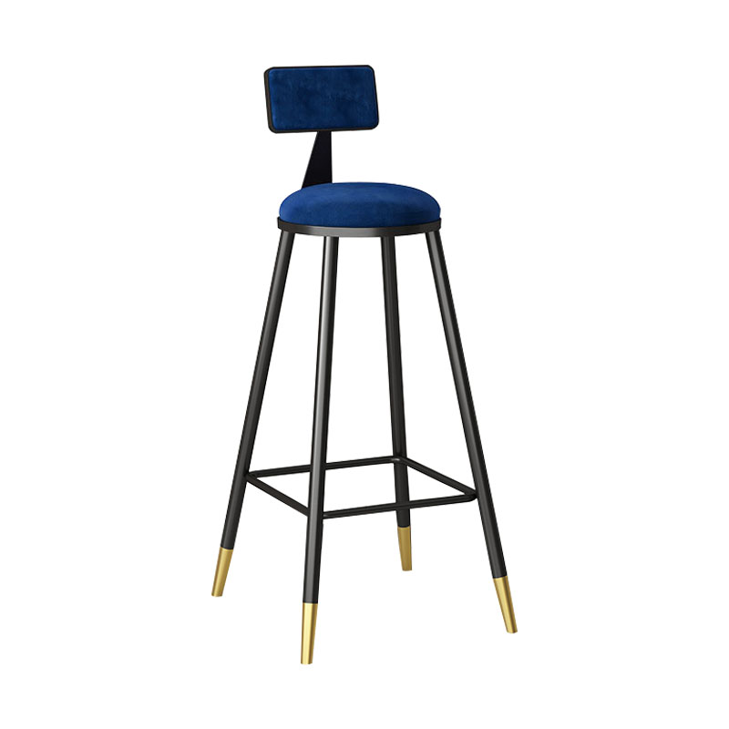 Industrial Style Bar Stool Round Seat Iron Legs Barstool for Kitchen Bar Royal Blue 1 Piece Clearhalo 'Bar Furniture' 'Bar Stools' 'bar_stools' 'furn' 'furn_bar_stools' 'furniture_bar_stools' 'Kitchen & Dining Furniture' 'kitchen&dining_furn' 'kitchen' 'kitchen_furn' Furniture' 4471910