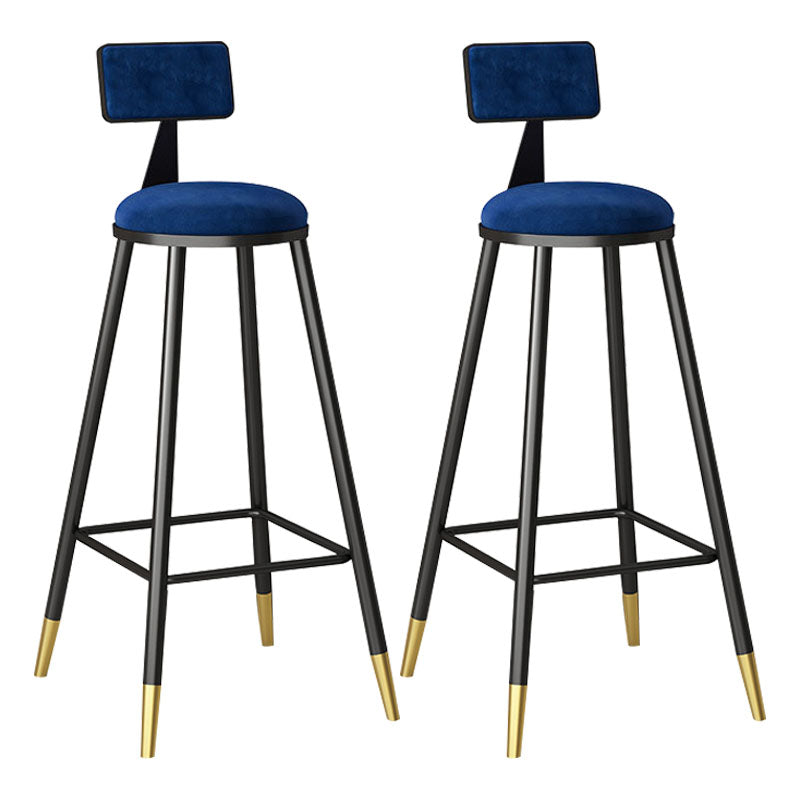 Industrial Style Bar Stool Round Seat Iron Legs Barstool for Kitchen Bar Royal Blue 2 Piece Set Clearhalo 'Bar Furniture' 'Bar Stools' 'bar_stools' 'furn' 'furn_bar_stools' 'furniture_bar_stools' 'Kitchen & Dining Furniture' 'kitchen&dining_furn' 'kitchen' 'kitchen_furn' Furniture' 4471923