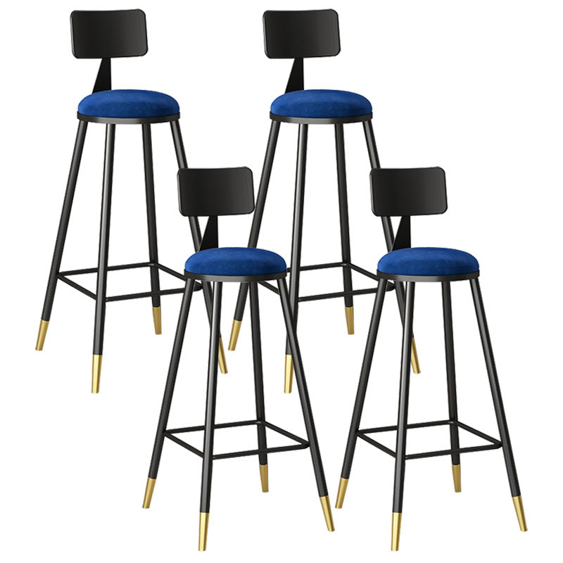 Industrial Style Bar Stool Round Seat Iron Legs Barstool for Kitchen Bar Blue 4 Piece Set Clearhalo 'Bar Furniture' 'Bar Stools' 'bar_stools' 'furn' 'furn_bar_stools' 'furniture_bar_stools' 'Kitchen & Dining Furniture' 'kitchen&dining_furn' 'kitchen' 'kitchen_furn' Furniture' 4471927