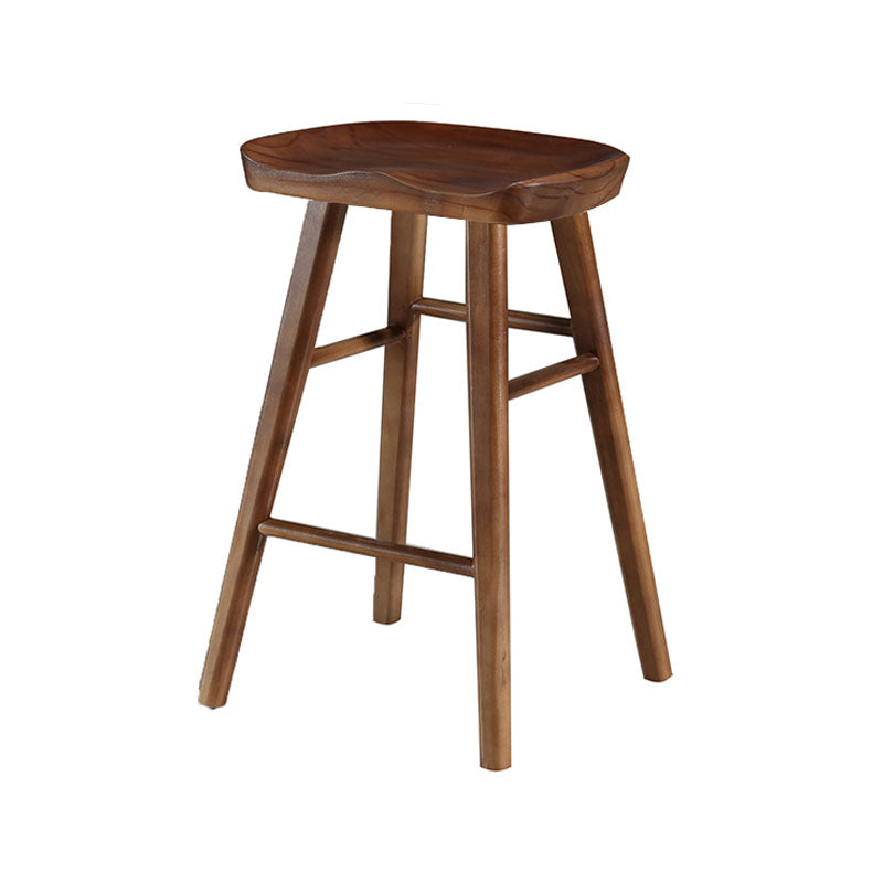 Industrial Style Bar Stool Wooden Legs Saddle Seat Barstool for Restaurant Bar Walnut 1 Piece Short Stool(22"H) Clearhalo 'Bar Furniture' 'Bar Stools' 'bar_stools' 'furn' 'furn_bar_stools' 'furniture_bar_stools' 'Kitchen & Dining Furniture' 'kitchen&dining_furn' 'kitchen' 'kitchen_furn' Furniture' 4471935
