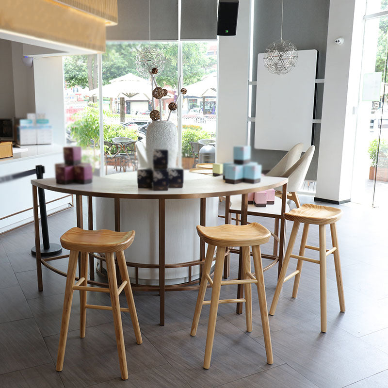 Industrial Style Bar Stool Wooden Legs Saddle Seat Barstool for Restaurant Bar Clearhalo 'Bar Furniture' 'Bar Stools' 'bar_stools' 'furn' 'furn_bar_stools' 'furniture_bar_stools' 'Kitchen & Dining Furniture' 'kitchen&dining_furn' 'kitchen' 'kitchen_furn' Furniture' 4471936