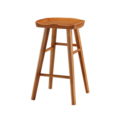 Industrial Style Bar Stool Wooden Legs Saddle Seat Barstool for Restaurant Bar Distressed Wood 1 Piece Short Stool(22"H) Clearhalo 'Bar Furniture' 'Bar Stools' 'bar_stools' 'furn' 'furn_bar_stools' 'furniture_bar_stools' 'Kitchen & Dining Furniture' 'kitchen&dining_furn' 'kitchen' 'kitchen_furn' Furniture' 4471947