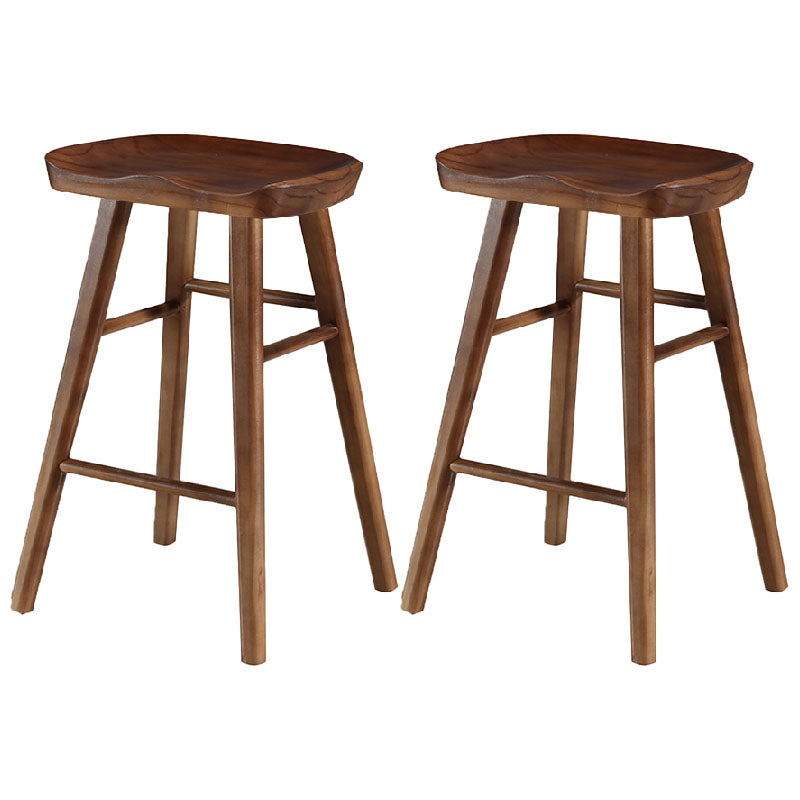 Industrial Style Bar Stool Wooden Legs Saddle Seat Barstool for Restaurant Bar Walnut 2 Piece Set Short Stool(22"H) Clearhalo 'Bar Furniture' 'Bar Stools' 'bar_stools' 'furn' 'furn_bar_stools' 'furniture_bar_stools' 'Kitchen & Dining Furniture' 'kitchen&dining_furn' 'kitchen' 'kitchen_furn' Furniture' 4471952