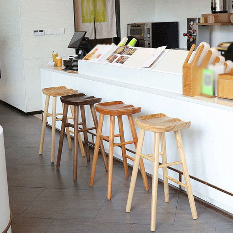 Industrial Style Bar Stool Wooden Legs Saddle Seat Barstool for Restaurant Bar Clearhalo 'Bar Furniture' 'Bar Stools' 'bar_stools' 'furn' 'furn_bar_stools' 'furniture_bar_stools' 'Kitchen & Dining Furniture' 'kitchen&dining_furn' 'kitchen' 'kitchen_furn' Furniture' 4471953