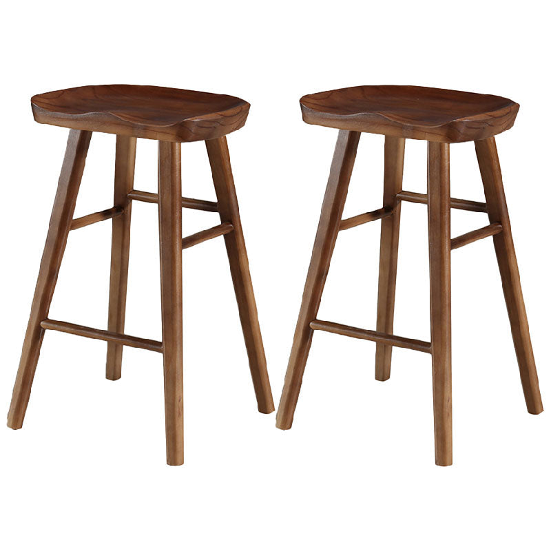 Industrial Style Bar Stool Wooden Legs Saddle Seat Barstool for Restaurant Bar Walnut 2 Piece Set Counter Stool(26"H) Clearhalo 'Bar Furniture' 'Bar Stools' 'bar_stools' 'furn' 'furn_bar_stools' 'furniture_bar_stools' 'Kitchen & Dining Furniture' 'kitchen&dining_furn' 'kitchen' 'kitchen_furn' Furniture' 4471955