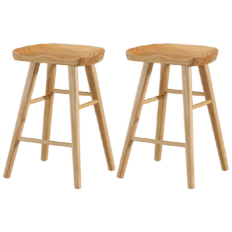 Industrial Style Bar Stool Wooden Legs Saddle Seat Barstool for Restaurant Bar Wood 2 Piece Set Short Stool(22"H) Clearhalo 'Bar Furniture' 'Bar Stools' 'bar_stools' 'furn' 'furn_bar_stools' 'furniture_bar_stools' 'Kitchen & Dining Furniture' 'kitchen&dining_furn' 'kitchen' 'kitchen_furn' Furniture' 4471959
