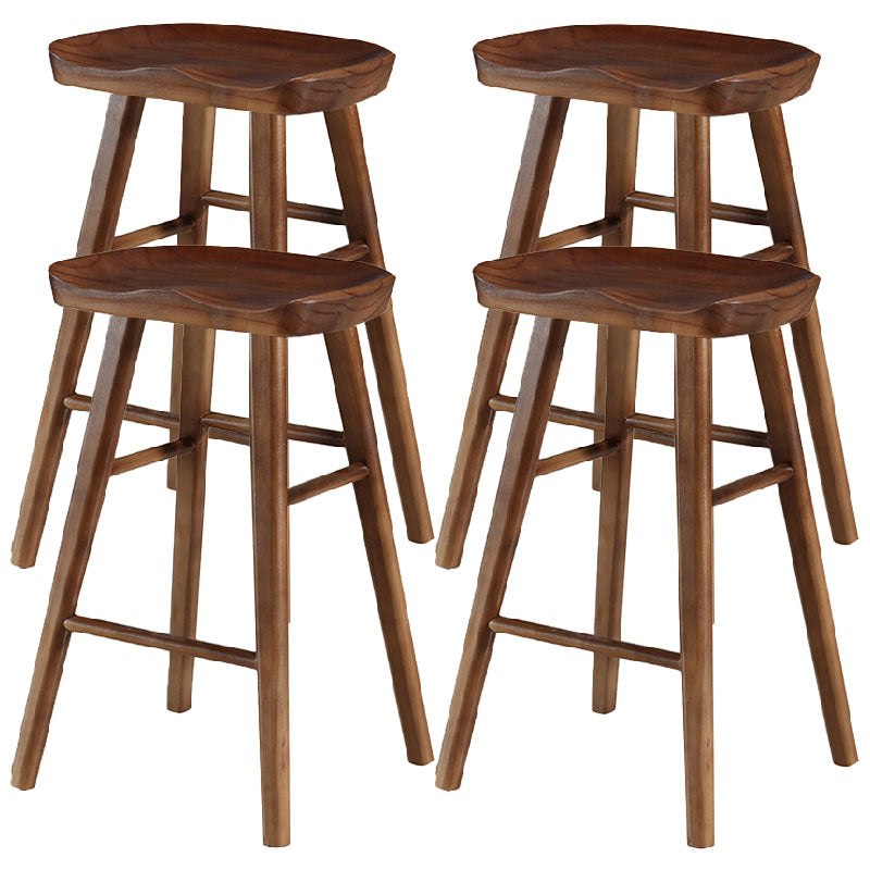 Industrial Style Bar Stool Wooden Legs Saddle Seat Barstool for Restaurant Bar Walnut 4 Piece Set Counter Stool(26"H) Clearhalo 'Bar Furniture' 'Bar Stools' 'bar_stools' 'furn' 'furn_bar_stools' 'furniture_bar_stools' 'Kitchen & Dining Furniture' 'kitchen&dining_furn' 'kitchen' 'kitchen_furn' Furniture' 4471968