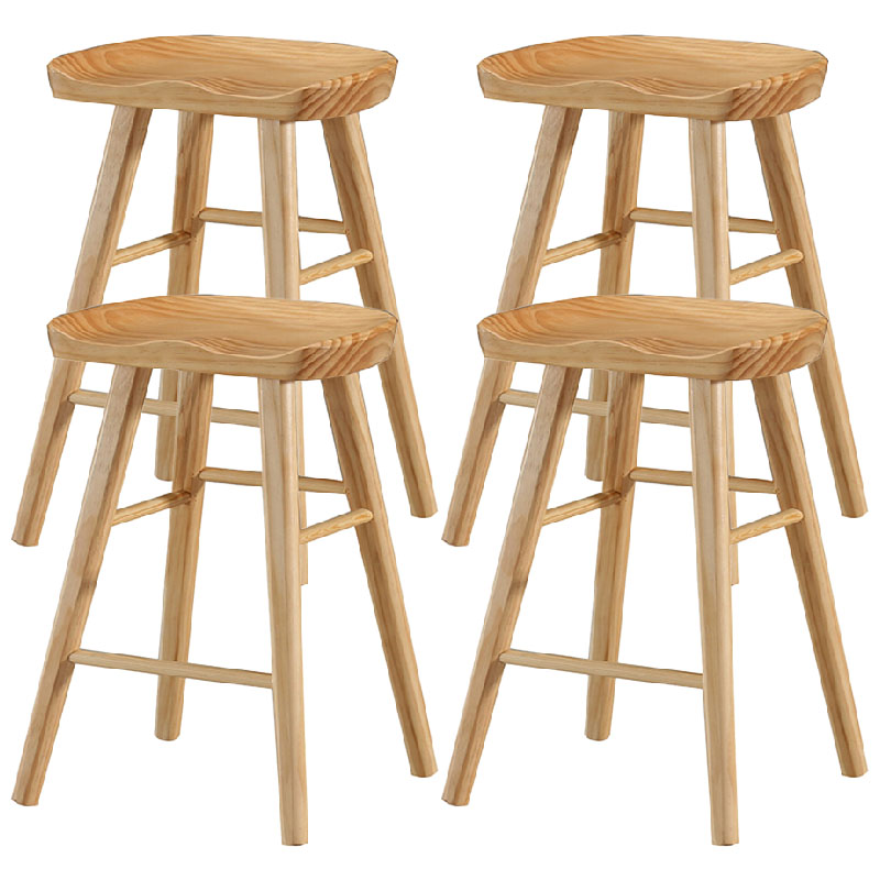 Industrial Style Bar Stool Wooden Legs Saddle Seat Barstool for Restaurant Bar Wood 4 Piece Set Short Stool(22"H) Clearhalo 'Bar Furniture' 'Bar Stools' 'bar_stools' 'furn' 'furn_bar_stools' 'furniture_bar_stools' 'Kitchen & Dining Furniture' 'kitchen&dining_furn' 'kitchen' 'kitchen_furn' Furniture' 4471970
