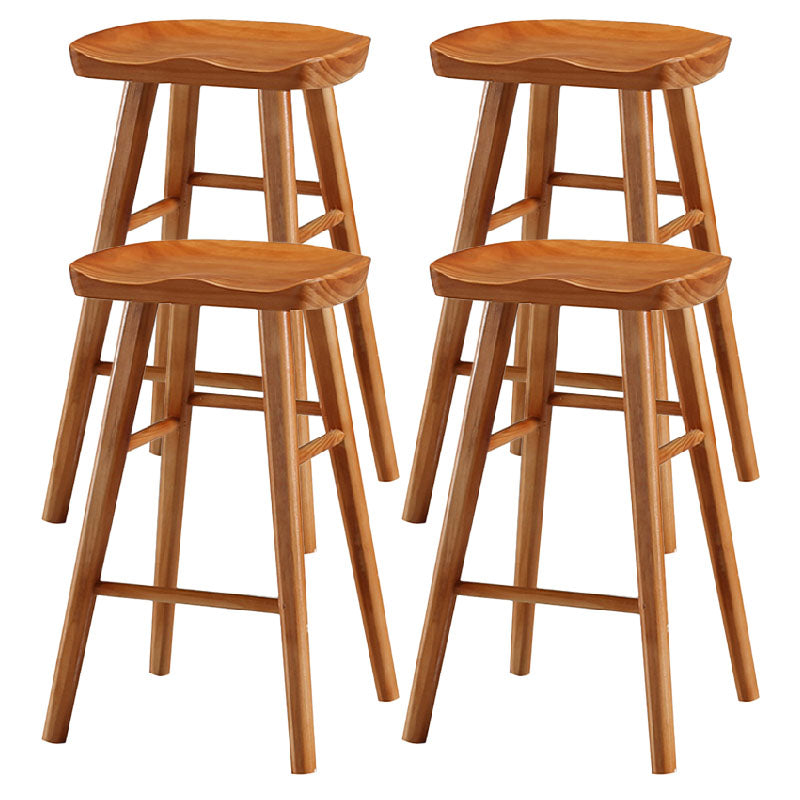 Industrial Style Bar Stool Wooden Legs Saddle Seat Barstool for Restaurant Bar Distressed Wood 4 Piece Set Short Stool(22"H) Clearhalo 'Bar Furniture' 'Bar Stools' 'bar_stools' 'furn' 'furn_bar_stools' 'furniture_bar_stools' 'Kitchen & Dining Furniture' 'kitchen&dining_furn' 'kitchen' 'kitchen_furn' Furniture' 4471973