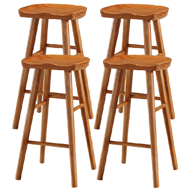 Industrial Style Bar Stool Wooden Legs Saddle Seat Barstool for Restaurant Bar Distressed Wood 4 Piece Set Bar Stool(30"H) Clearhalo 'Bar Furniture' 'Bar Stools' 'bar_stools' 'furn' 'furn_bar_stools' 'furniture_bar_stools' 'Kitchen & Dining Furniture' 'kitchen&dining_furn' 'kitchen' 'kitchen_furn' Furniture' 4471975