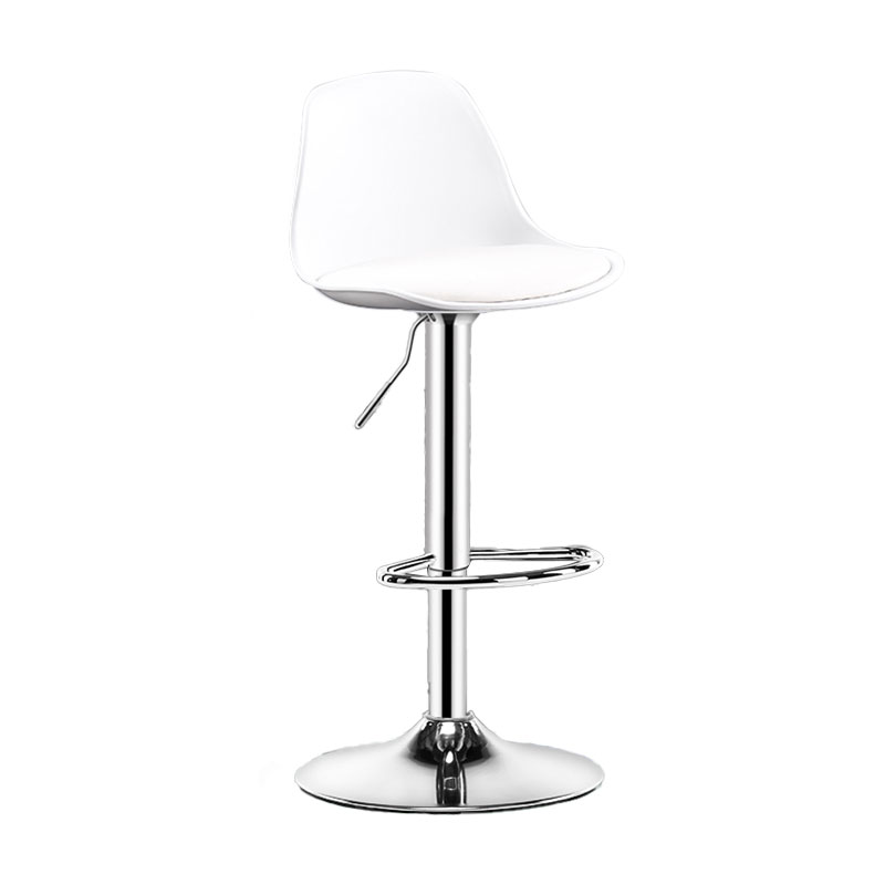 Industrial Style Bar Stool Metal Leg PP Seat Barstool with Upholstered for Counter Bar Gloss White 1 Piece Clearhalo 'Bar Furniture' 'Bar Stools' 'bar_stools' 'furn' 'furn_bar_stools' 'furniture_bar_stools' 'Kitchen & Dining Furniture' 'kitchen&dining_furn' 'kitchen' 'kitchen_furn' Furniture' 4471983