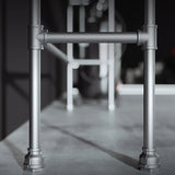 Industrial Wood Pub Table with Rectangle Table Top Silver Trestle Table - 42" H Clearhalo 'Bar Furniture' 'Bar Tables' 'bar_tables' 'furn' 'furn_bar_tables' 'Furniture' 'furniture_bar_tables' 'Kitchen & Dining Furniture' 4472010