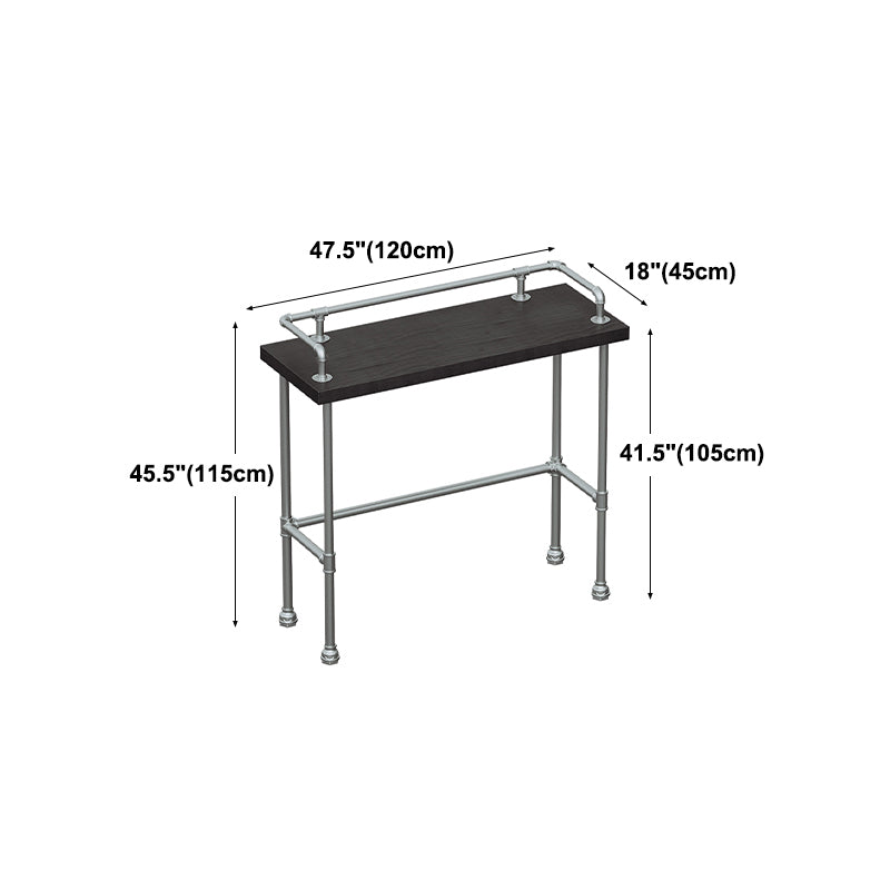 Industrial Wood Pub Table with Rectangle Table Top Silver Trestle Table - 42" H Clearhalo 'Bar Furniture' 'Bar Tables' 'bar_tables' 'furn' 'furn_bar_tables' 'Furniture' 'furniture_bar_tables' 'Kitchen & Dining Furniture' 4472014