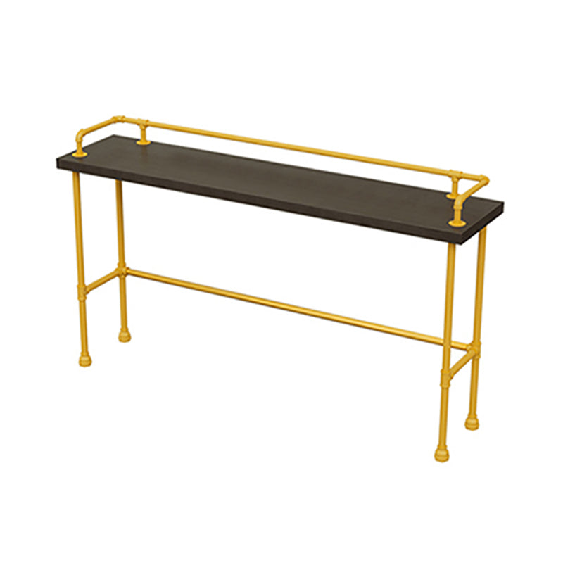 Industrial Black Wood Bar Table with Rectangle Table Top Yellow Trestle Table - 42" H 47.2"L x 17.7"W x 41.3"H Without Chairs Clearhalo 'Bar Furniture' 'Bar Tables' 'bar_tables' 'furn' 'furn_bar_tables' 'Furniture' 'furniture_bar_tables' 'Kitchen & Dining Furniture' 4472023