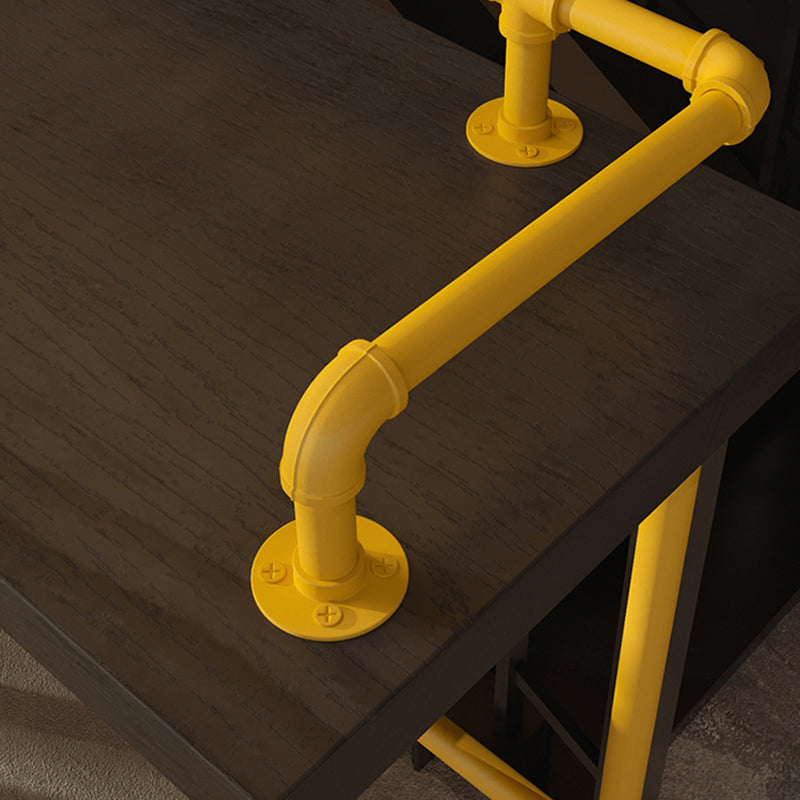 Industrial Black Wood Bar Table with Rectangle Table Top Yellow Trestle Table - 42" H Clearhalo 'Bar Furniture' 'Bar Tables' 'bar_tables' 'furn' 'furn_bar_tables' 'Furniture' 'furniture_bar_tables' 'Kitchen & Dining Furniture' 4472024