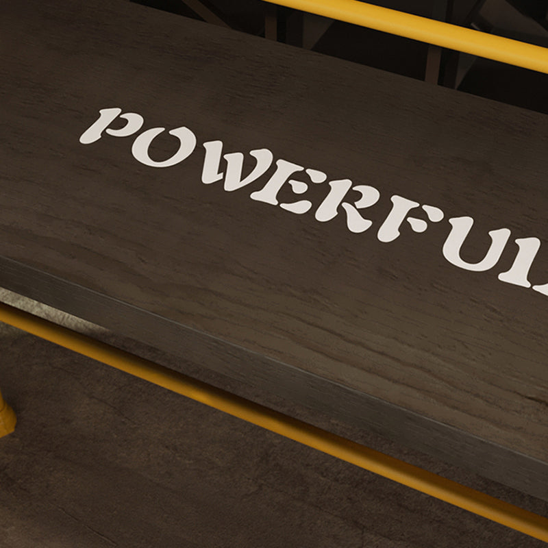 Industrial Black Wood Bar Table with Rectangle Table Top Yellow Trestle Table - 42" H Clearhalo 'Bar Furniture' 'Bar Tables' 'bar_tables' 'furn' 'furn_bar_tables' 'Furniture' 'furniture_bar_tables' 'Kitchen & Dining Furniture' 4472025