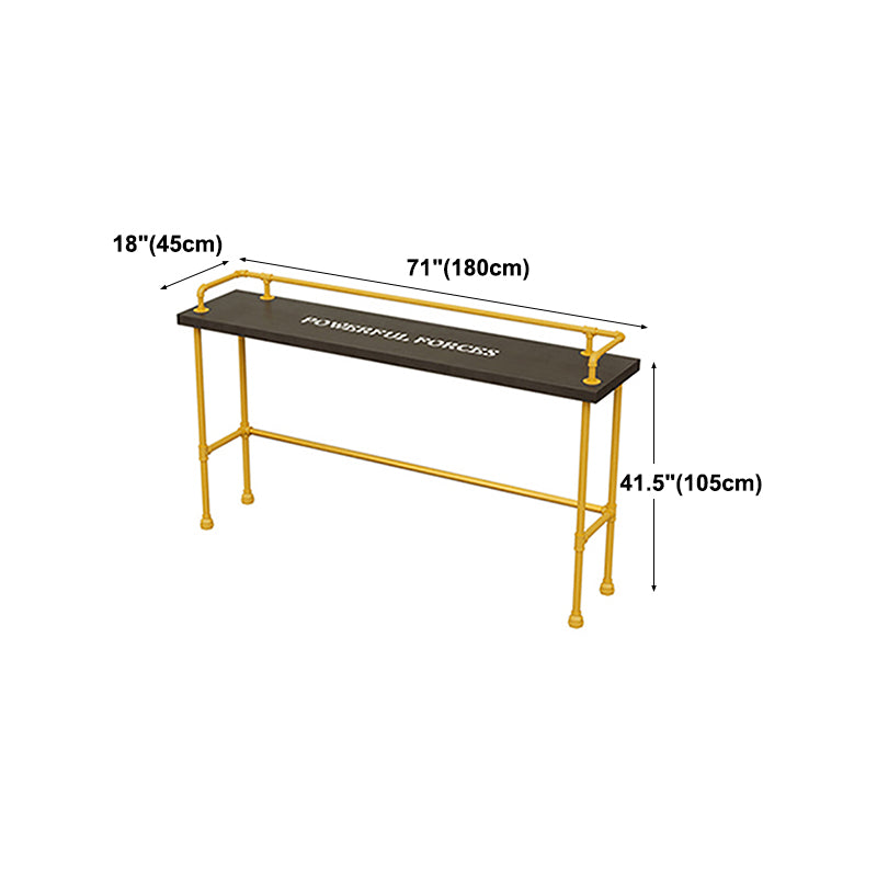 Industrial Black Wood Bar Table with Rectangle Table Top Yellow Trestle Table - 42" H Clearhalo 'Bar Furniture' 'Bar Tables' 'bar_tables' 'furn' 'furn_bar_tables' 'Furniture' 'furniture_bar_tables' 'Kitchen & Dining Furniture' 4472030