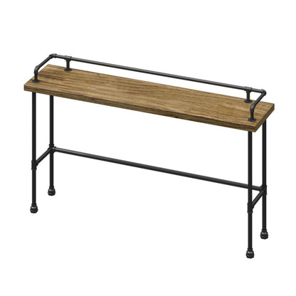 Industrial Wood Pub Table with Rectangle Table Top Black Trestle Table - 42" H 51.2"L x 17.7"W x 41.3"H Without Chairs Clearhalo 'Bar Furniture' 'Bar Tables' 'bar_tables' 'furn' 'furn_bar_tables' 'Furniture' 'furniture_bar_tables' 'Kitchen & Dining Furniture' 4472037