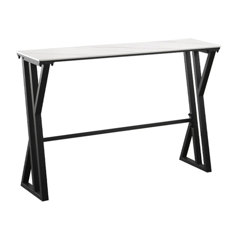 White Modern Style Rectangle Bar Table in Faux Marble and Metal Table Kitchen Bar Table Clearhalo 'Bar Furniture' 'Bar Tables' 'bar_tables' 'furn' 'furn_bar_tables' 'Furniture' 'furniture_bar_tables' 'Kitchen & Dining Furniture' 4472078