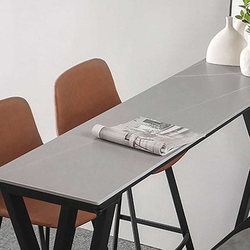 White Modern Style Rectangle Bar Table in Faux Marble and Metal Table Kitchen Bar Table Clearhalo 'Bar Furniture' 'Bar Tables' 'bar_tables' 'furn' 'furn_bar_tables' 'Furniture' 'furniture_bar_tables' 'Kitchen & Dining Furniture' 4472080