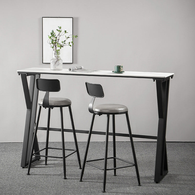 White Modern Style Rectangle Bar Table in Faux Marble and Metal Table Kitchen Bar Table Clearhalo 'Bar Furniture' 'Bar Tables' 'bar_tables' 'furn' 'furn_bar_tables' 'Furniture' 'furniture_bar_tables' 'Kitchen & Dining Furniture' 4472081