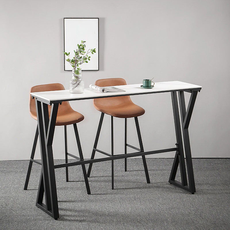 White Modern Style Rectangle Bar Table in Faux Marble and Metal Table Kitchen Bar Table Clearhalo 'Bar Furniture' 'Bar Tables' 'bar_tables' 'furn' 'furn_bar_tables' 'Furniture' 'furniture_bar_tables' 'Kitchen & Dining Furniture' 4472085