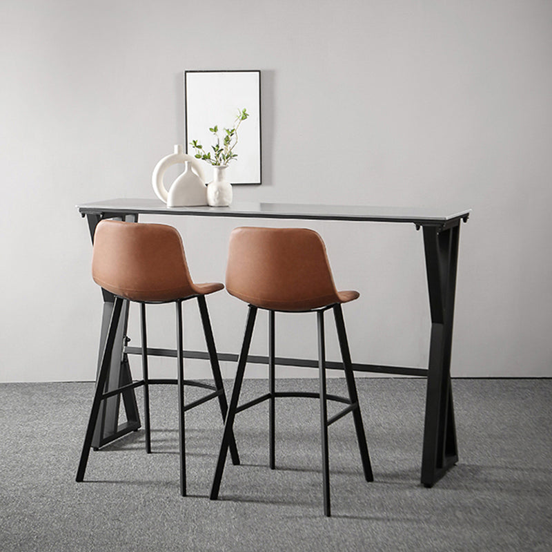 White Modern Style Rectangle Bar Table in Faux Marble and Metal Table Kitchen Bar Table Clearhalo 'Bar Furniture' 'Bar Tables' 'bar_tables' 'furn' 'furn_bar_tables' 'Furniture' 'furniture_bar_tables' 'Kitchen & Dining Furniture' 4472086