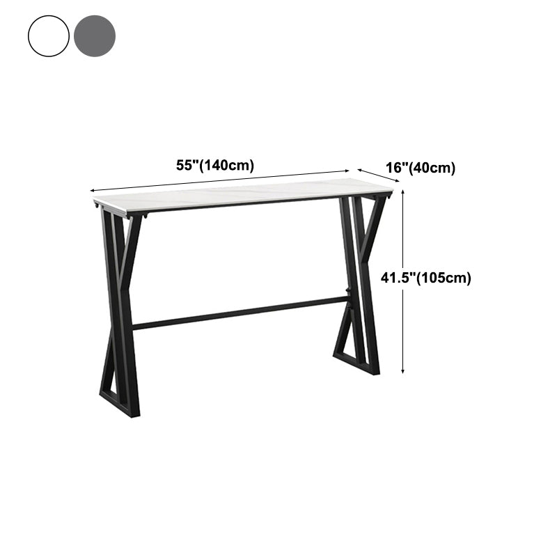 White Modern Style Rectangle Bar Table in Faux Marble and Metal Table Kitchen Bar Table Clearhalo 'Bar Furniture' 'Bar Tables' 'bar_tables' 'furn' 'furn_bar_tables' 'Furniture' 'furniture_bar_tables' 'Kitchen & Dining Furniture' 4472088