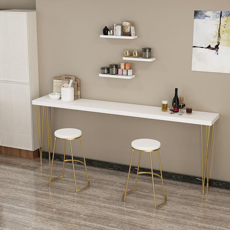White Modern Style Bar Table in Wood and Iron Bar Table Indoor Bar Table White-Gold Without Chairs Clearhalo 'Bar Furniture' 'Bar Tables' 'bar_tables' 'furn' 'furn_bar_tables' 'Furniture' 'furniture_bar_tables' 'Kitchen & Dining Furniture' 4472098