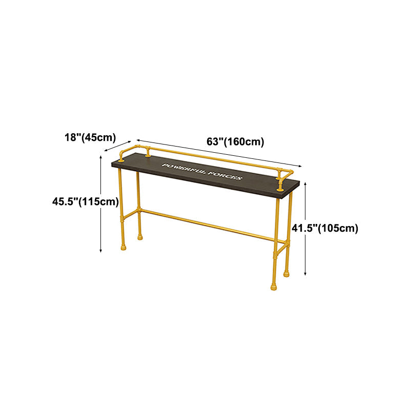 Industrial Black Wood Pub Table with Rectangle Table Top Yellow Trestle Table - 42" H Clearhalo 'Bar Furniture' 'Bar Tables' 'bar_tables' 'furn' 'furn_bar_tables' 'Furniture' 'furniture_bar_tables' 'Kitchen & Dining Furniture' 4472127