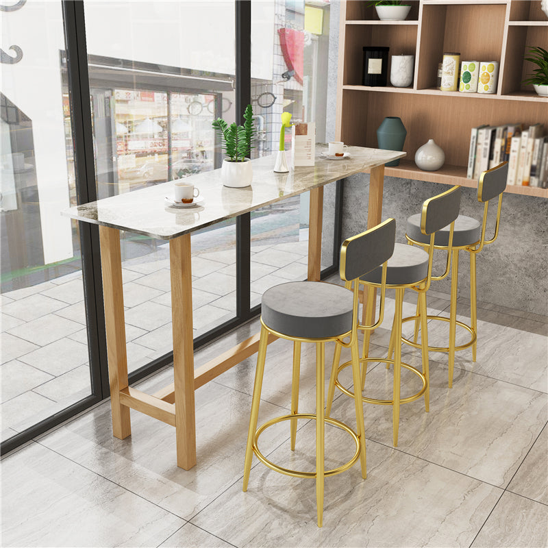 Modern Marble Counter Table with Rectangle Table Top Natural Trestle Table - 42" H 70.9"L x 15.7"W x 41.3"H Grey Without Chairs Clearhalo 'Bar Furniture' 'Bar Tables' 'bar_tables' 'furn' 'furn_bar_tables' 'Furniture' 'furniture_bar_tables' 'Kitchen & Dining Furniture' 4472135