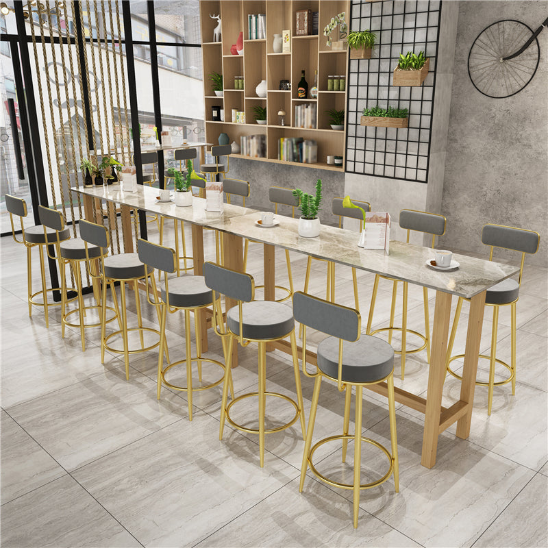 Modern Marble Counter Table with Rectangle Table Top Natural Trestle Table - 42" H 78.7"L x 15.7"W x 41.3"H Grey Without Chairs Clearhalo 'Bar Furniture' 'Bar Tables' 'bar_tables' 'furn' 'furn_bar_tables' 'Furniture' 'furniture_bar_tables' 'Kitchen & Dining Furniture' 4472137