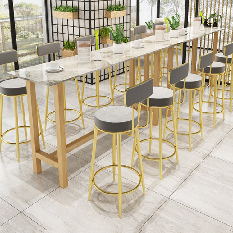 Modern Marble Counter Table with Rectangle Table Top Natural Trestle Table - 42" H Clearhalo 'Bar Furniture' 'Bar Tables' 'bar_tables' 'furn' 'furn_bar_tables' 'Furniture' 'furniture_bar_tables' 'Kitchen & Dining Furniture' 4472141