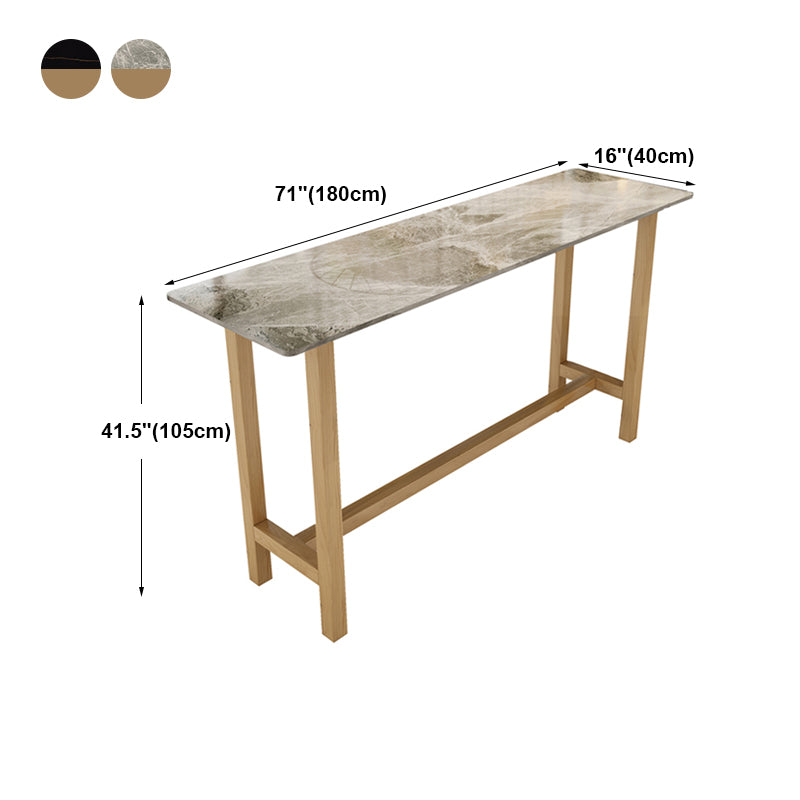 Modern Marble Counter Table with Rectangle Table Top Natural Trestle Table - 42" H Clearhalo 'Bar Furniture' 'Bar Tables' 'bar_tables' 'furn' 'furn_bar_tables' 'Furniture' 'furniture_bar_tables' 'Kitchen & Dining Furniture' 4472149