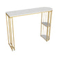Glam White Marble Pub Table with Specialty Table Top Double Pedestal Table - 42" H 39.4"L x 15.7"W x 41.3"H White-Gold Without Chairs Clearhalo 'Bar Furniture' 'Bar Tables' 'bar_tables' 'furn' 'furn_bar_tables' 'Furniture' 'furniture_bar_tables' 'Kitchen & Dining Furniture' 4472163