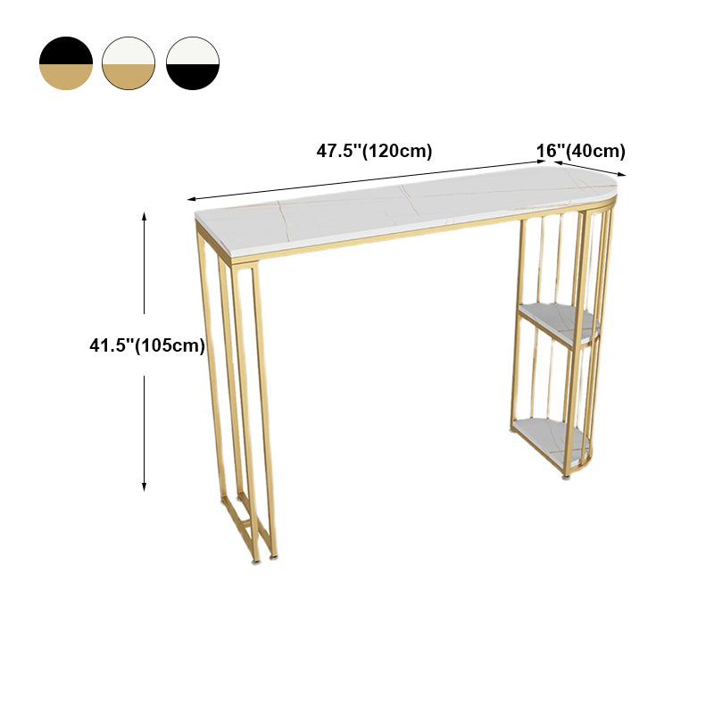 Glam White Marble Pub Table with Specialty Table Top Double Pedestal Table - 42" H Clearhalo 'Bar Furniture' 'Bar Tables' 'bar_tables' 'furn' 'furn_bar_tables' 'Furniture' 'furniture_bar_tables' 'Kitchen & Dining Furniture' 4472171