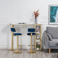 Glam White Marble Counter Table with Specialty Table Top Double Pedestal Table - 42" H Clearhalo 'Bar Furniture' 'Bar Tables' 'bar_tables' 'furn' 'furn_bar_tables' 'Furniture' 'furniture_bar_tables' 'Kitchen & Dining Furniture' 4472183