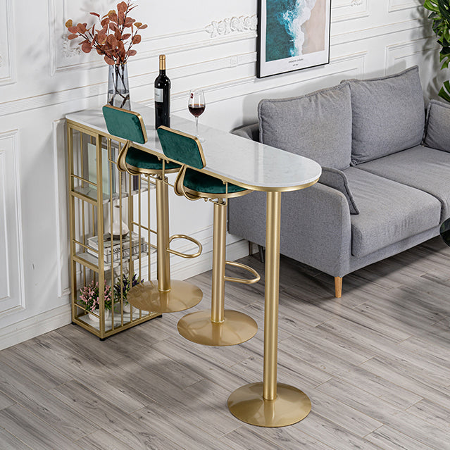 Glam White Marble Counter Table with Specialty Table Top Double Pedestal Table - 42" H Clearhalo 'Bar Furniture' 'Bar Tables' 'bar_tables' 'furn' 'furn_bar_tables' 'Furniture' 'furniture_bar_tables' 'Kitchen & Dining Furniture' 4472184