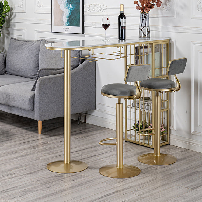 Glam White Marble Counter Table with Specialty Table Top Double Pedestal Table - 42" H Clearhalo 'Bar Furniture' 'Bar Tables' 'bar_tables' 'furn' 'furn_bar_tables' 'Furniture' 'furniture_bar_tables' 'Kitchen & Dining Furniture' 4472185