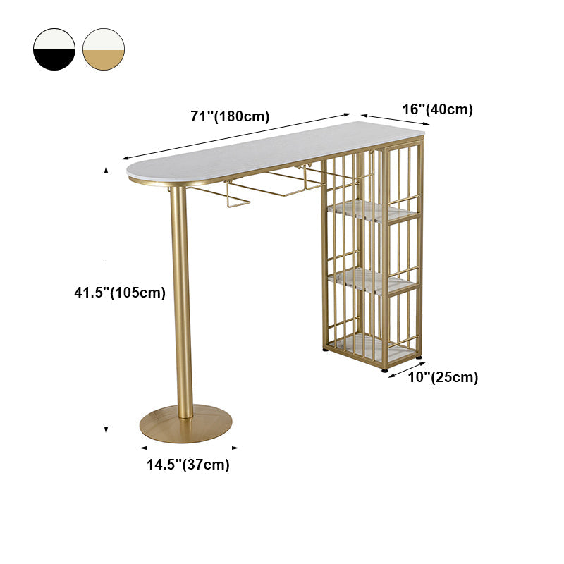 Glam White Marble Counter Table with Specialty Table Top Double Pedestal Table - 42" H Clearhalo 'Bar Furniture' 'Bar Tables' 'bar_tables' 'furn' 'furn_bar_tables' 'Furniture' 'furniture_bar_tables' 'Kitchen & Dining Furniture' 4472192