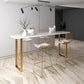 White Glam Style Bar Table in Metal and Faux Marble Bar Table Milk Tea Shop Bar Table 70.9"L x 15.7"W x 41.3"H Textured White Without Chairs Clearhalo 'Bar Furniture' 'Bar Tables' 'bar_tables' 'furn' 'furn_bar_tables' 'Furniture' 'furniture_bar_tables' 'Kitchen & Dining Furniture' 4472195