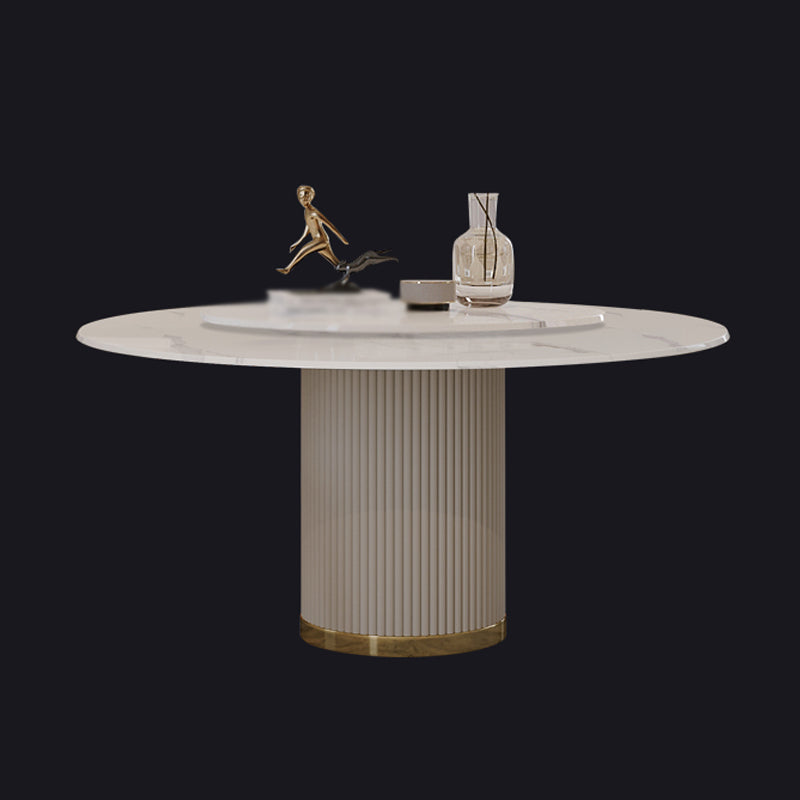 Modern 1/4/5/7 Pieces Round Dining Set Sintered Stone Dining Table Set with Leather Chairs White 59"L x 59"W Clearhalo 'Dining Room Sets' 'Dining Tables & Seating' 'dining_room_set' 'furn' 'furn_dining_room_set' 'Furniture' 'furniture_dining_room_set' 'Kitchen & Dining Furniture' 'kitchen&dining_furn' 'kitchen' 4477683