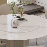 Modern 1/4/5/7 Pieces Round Dining Set Sintered Stone Dining Table Set with Leather Chairs Clearhalo 'Dining Room Sets' 'Dining Tables & Seating' 'dining_room_set' 'furn' 'furn_dining_room_set' 'Furniture' 'furniture_dining_room_set' 'Kitchen & Dining Furniture' 'kitchen&dining_furn' 'kitchen' 4477689