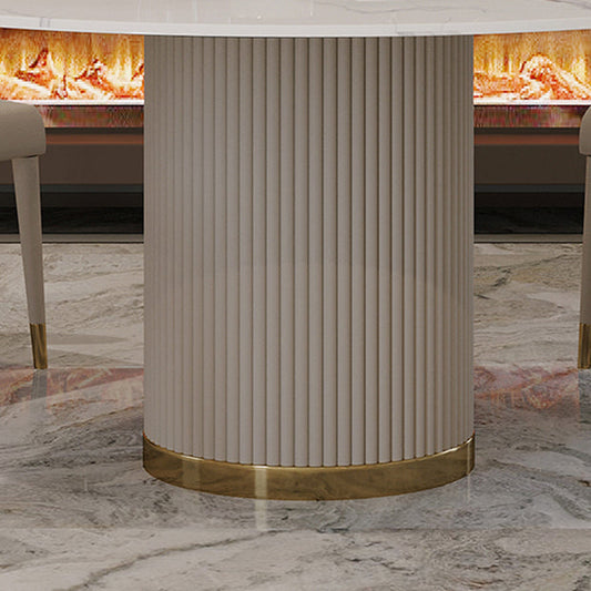 Modern 1/4/5/7 Pieces Round Dining Set Sintered Stone Dining Table Set with Leather Chairs Clearhalo 'Dining Room Sets' 'Dining Tables & Seating' 'dining_room_set' 'furn' 'furn_dining_room_set' 'Furniture' 'furniture_dining_room_set' 'Kitchen & Dining Furniture' 'kitchen&dining_furn' 'kitchen' 4477690