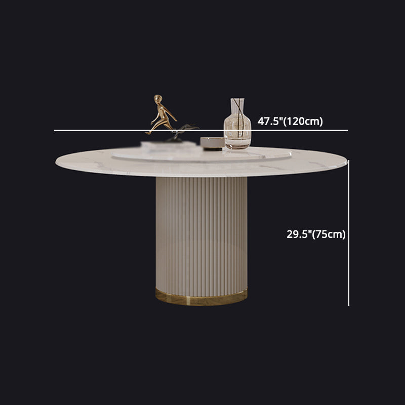 Modern 1/4/5/7 Pieces Round Dining Set Sintered Stone Dining Table Set with Leather Chairs Clearhalo 'Dining Room Sets' 'Dining Tables & Seating' 'dining_room_set' 'furn' 'furn_dining_room_set' 'Furniture' 'furniture_dining_room_set' 'Kitchen & Dining Furniture' 'kitchen&dining_furn' 'kitchen' 4477696